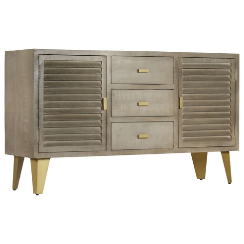 Rustika Rowe -  Drawer Cabinet Solid Mango Wood Grey with Brass 140x40x80 cm